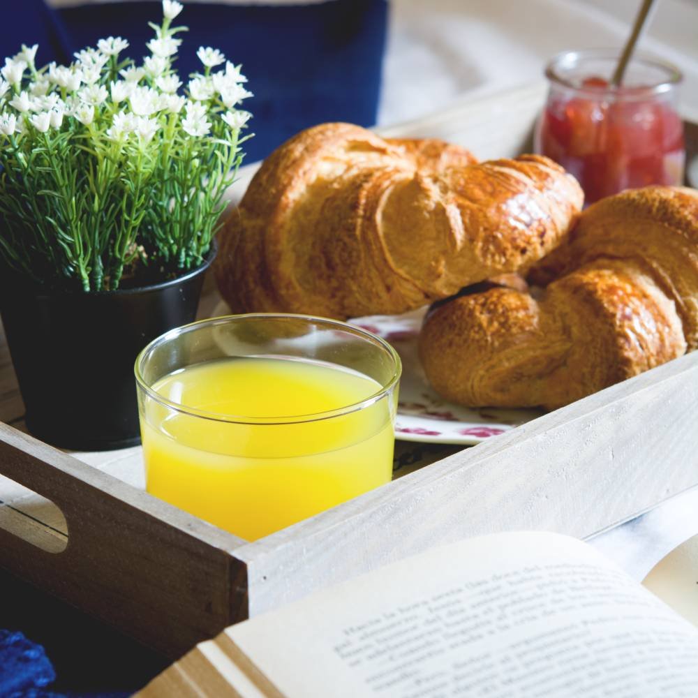 Enjoying breakfast